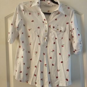 Emily Daniels 3/4 Sleeve Shirt with Strawberry, Cherry, & Watermelon Print